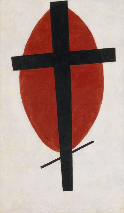 Mystic Suprematism Black Cross on Red Oval by Kazimir Severinovich Malevich